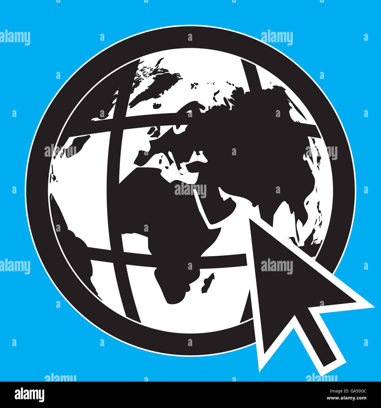 Vektor-Symbol globales Netzwerk. Welt Netzwerk und Internet Globus, abstrakte Welt Abbildung Stockfoto