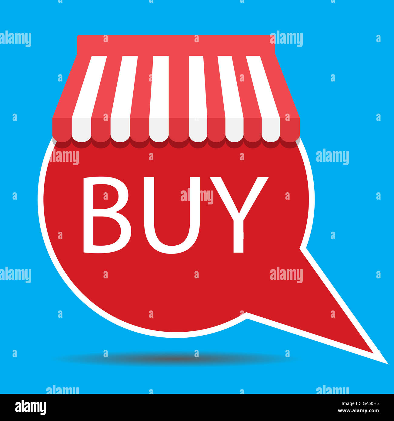 Kaufen Sie Aufkleber mit Markise gestreift. Bezeichnung für Förderung Handel, Rabatt Banner zum Einkaufen. Vektor-illustration Stockfoto