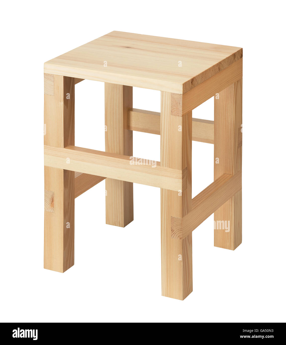 Holzstuhl isoliert auf weißem Hintergrund. Stockfoto