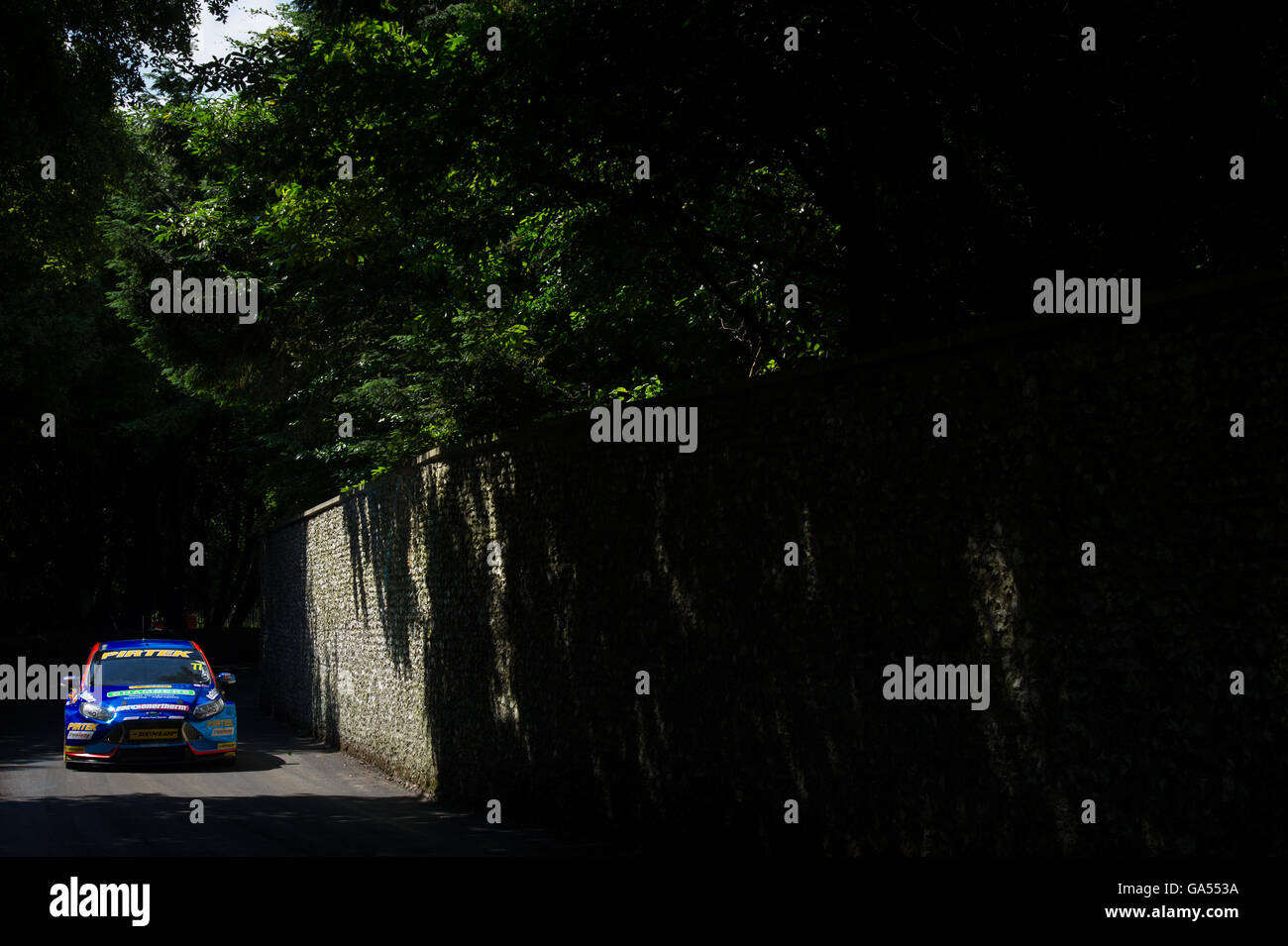 Andrew Jordan treibt den Hügel in einem Ford Escort ST BTCC-Auto auf dem Goodwood Festival of Speed 2016 Stockfoto