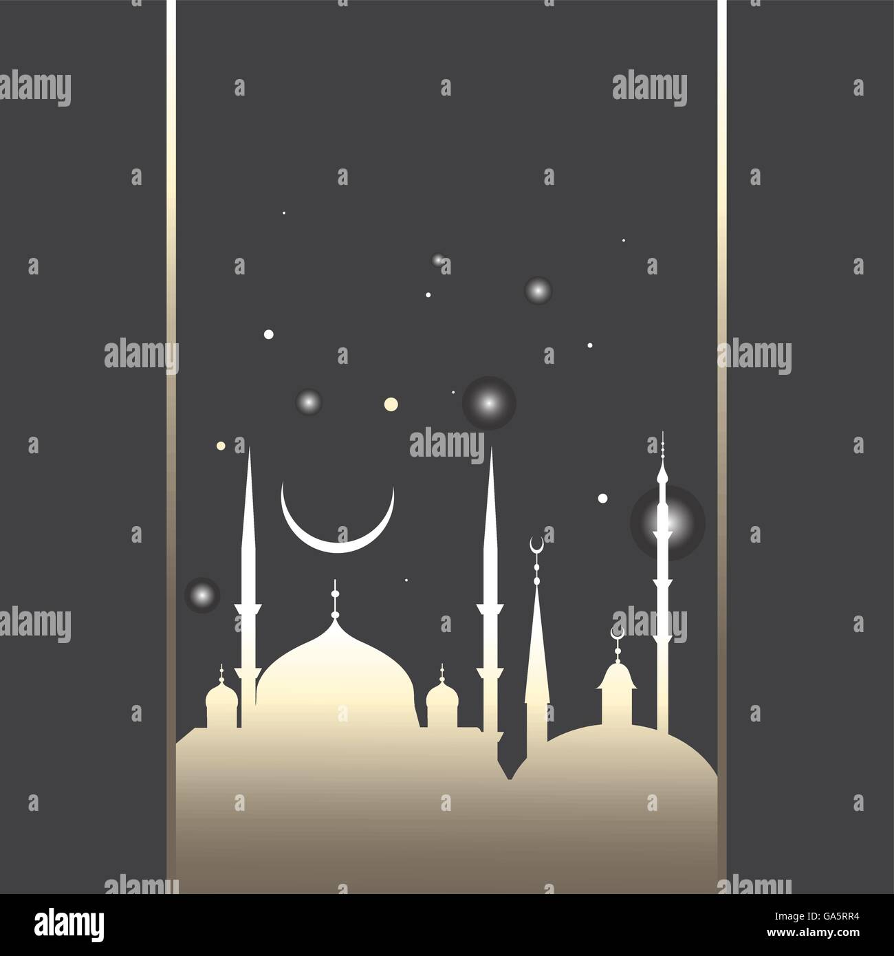 Schöne Vector Illustration einer Moschee auf einen Sternenhimmel Stock Vektor