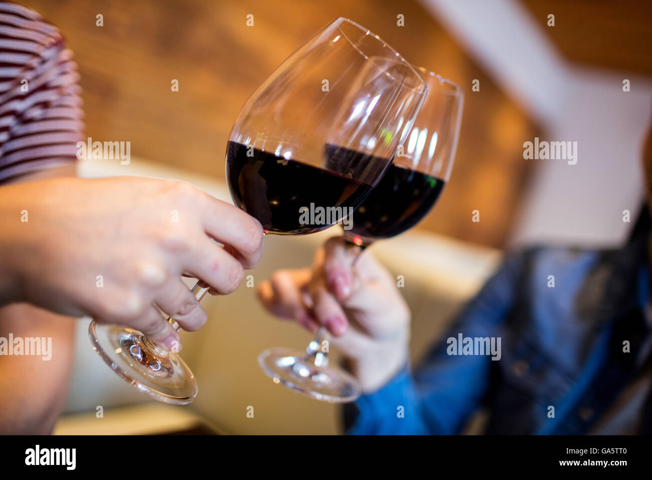 Freundinnen Toasten Weinglas Stockfoto