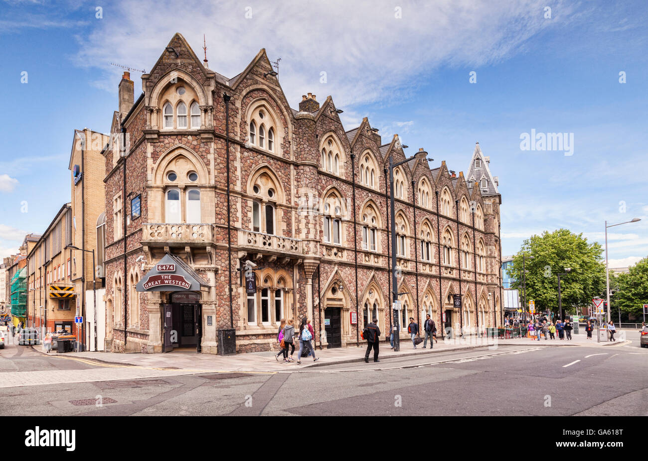 Cardiff, Wales: 27. Juni 2016 - The Great Western Hotel in St Mary Street, jetzt ein Gasthaus Pub. Stockfoto
