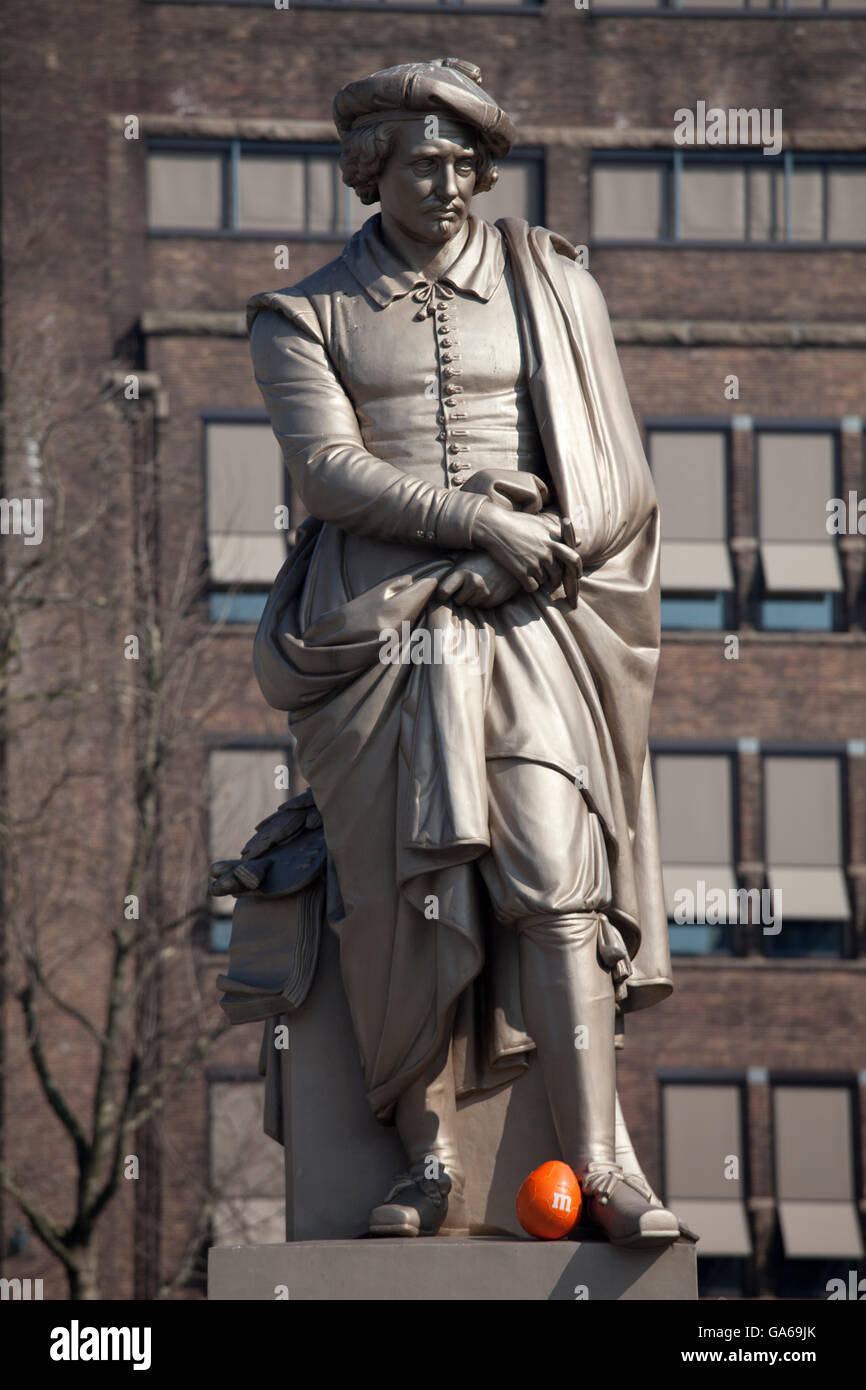 Statue von Rembrandt, Rembrandt Plein Quadrat, Amsterdam, Niederlande, Europa Stockfoto