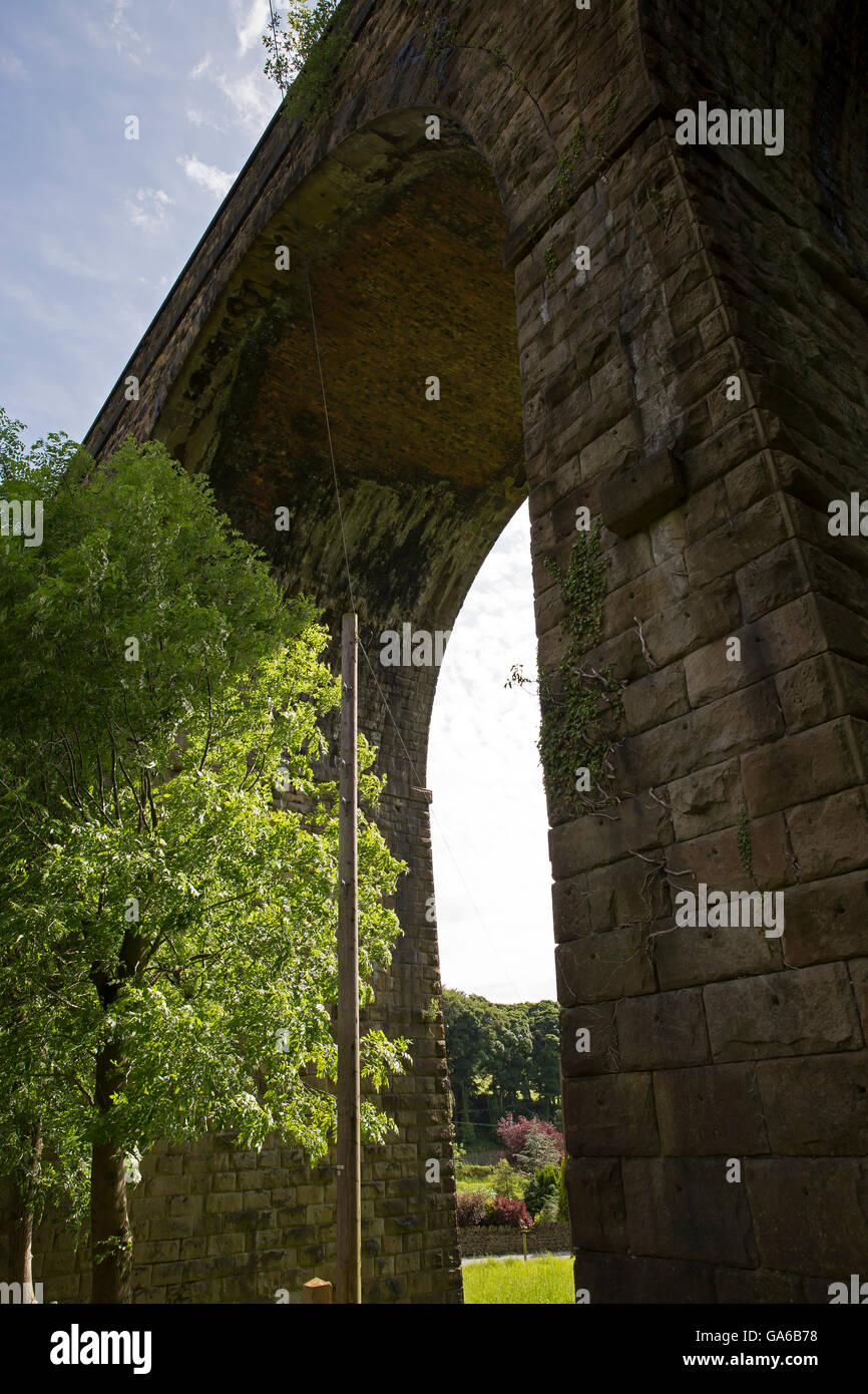 Kapelle Milton mit einem Bahn-Viadukt in Derbyshire Stockfoto