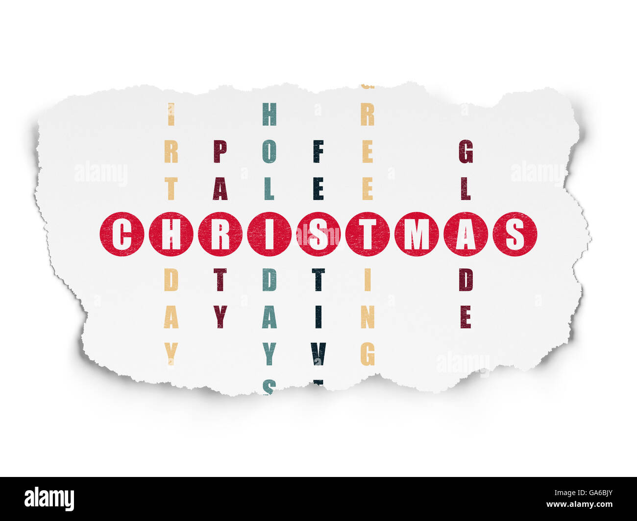 Unterhaltung, Konzept: Weihnachten im Kreuzworträtsel Stockfoto