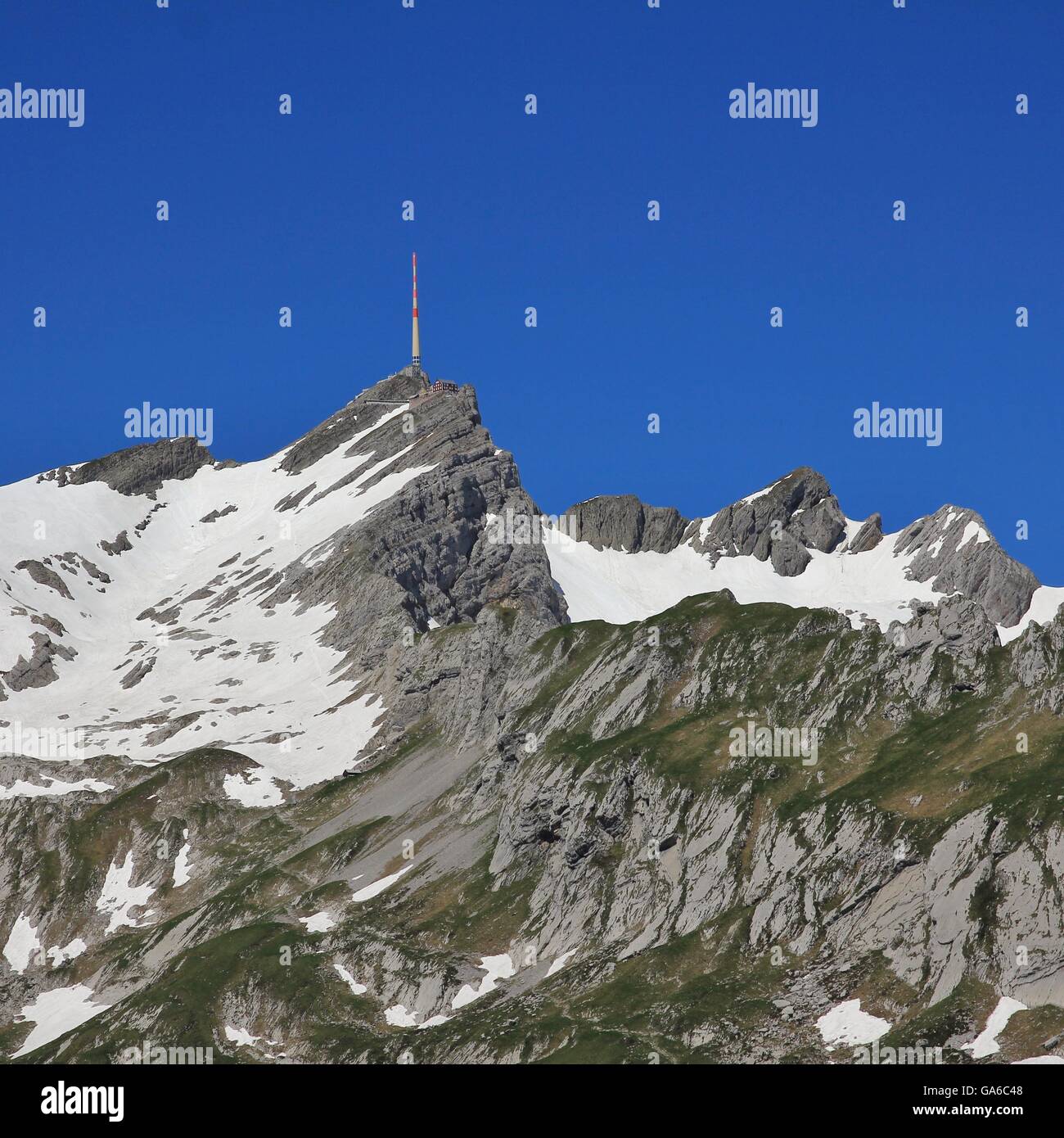Hohe Berge und Reiseziel im Kanton Appenzell. Mt Santis. Stockfoto