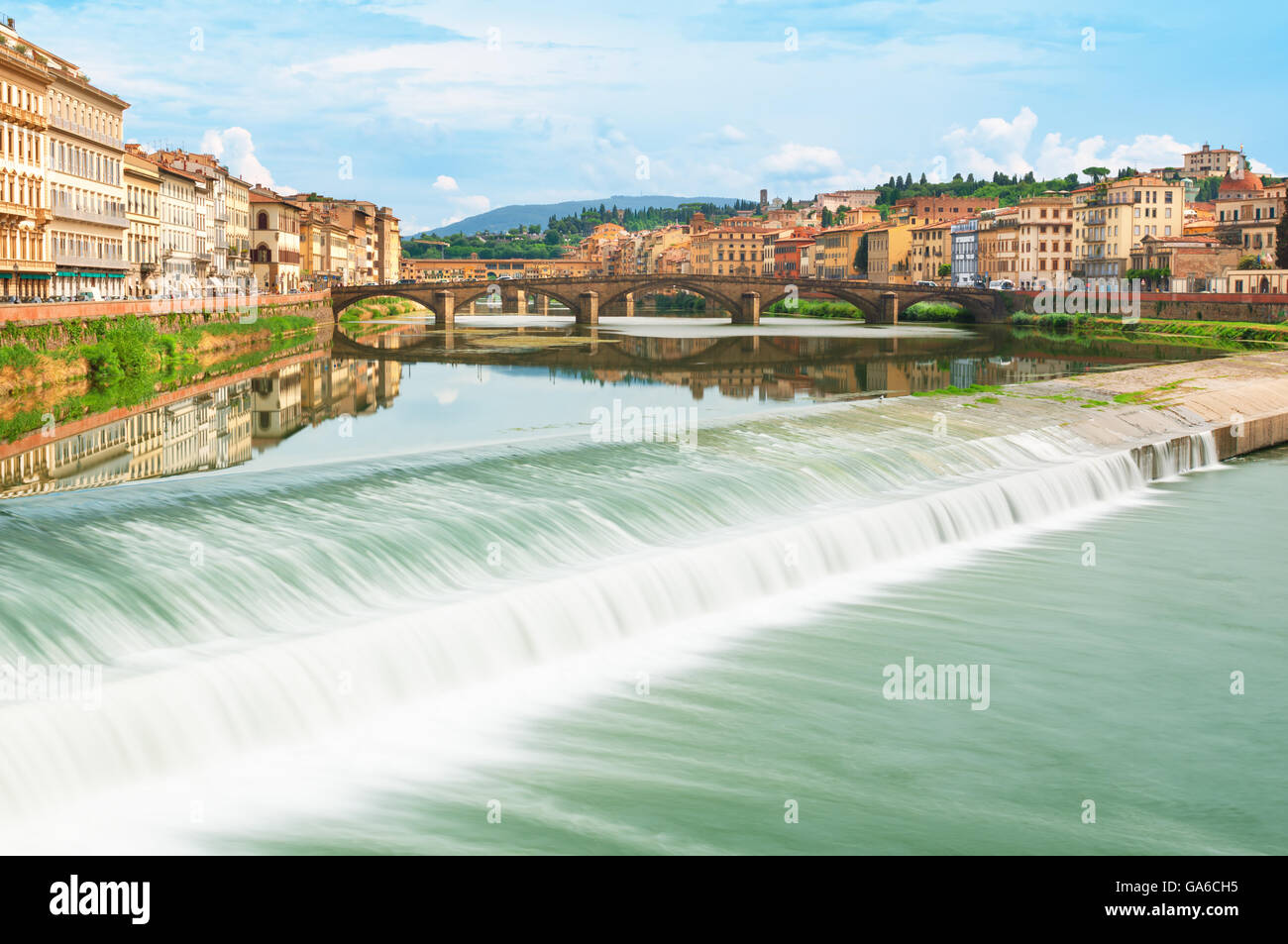 Fluss Arno in Florenz, Toskana, Italien. Stockfoto