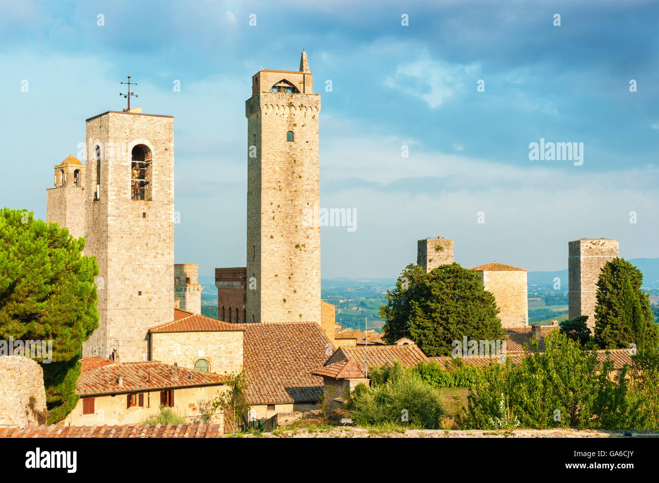 Mittelalterliche Türme in San Gimignano, Italien. Stockfoto