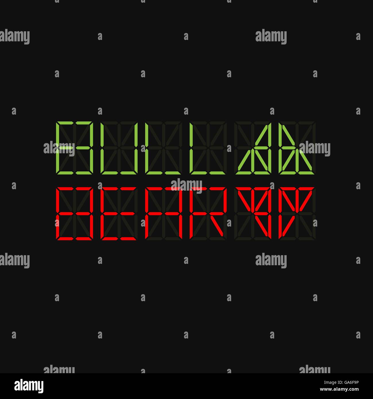 Worte und Pfeil auf Markt-LED-Bildschirm Stock Vektor