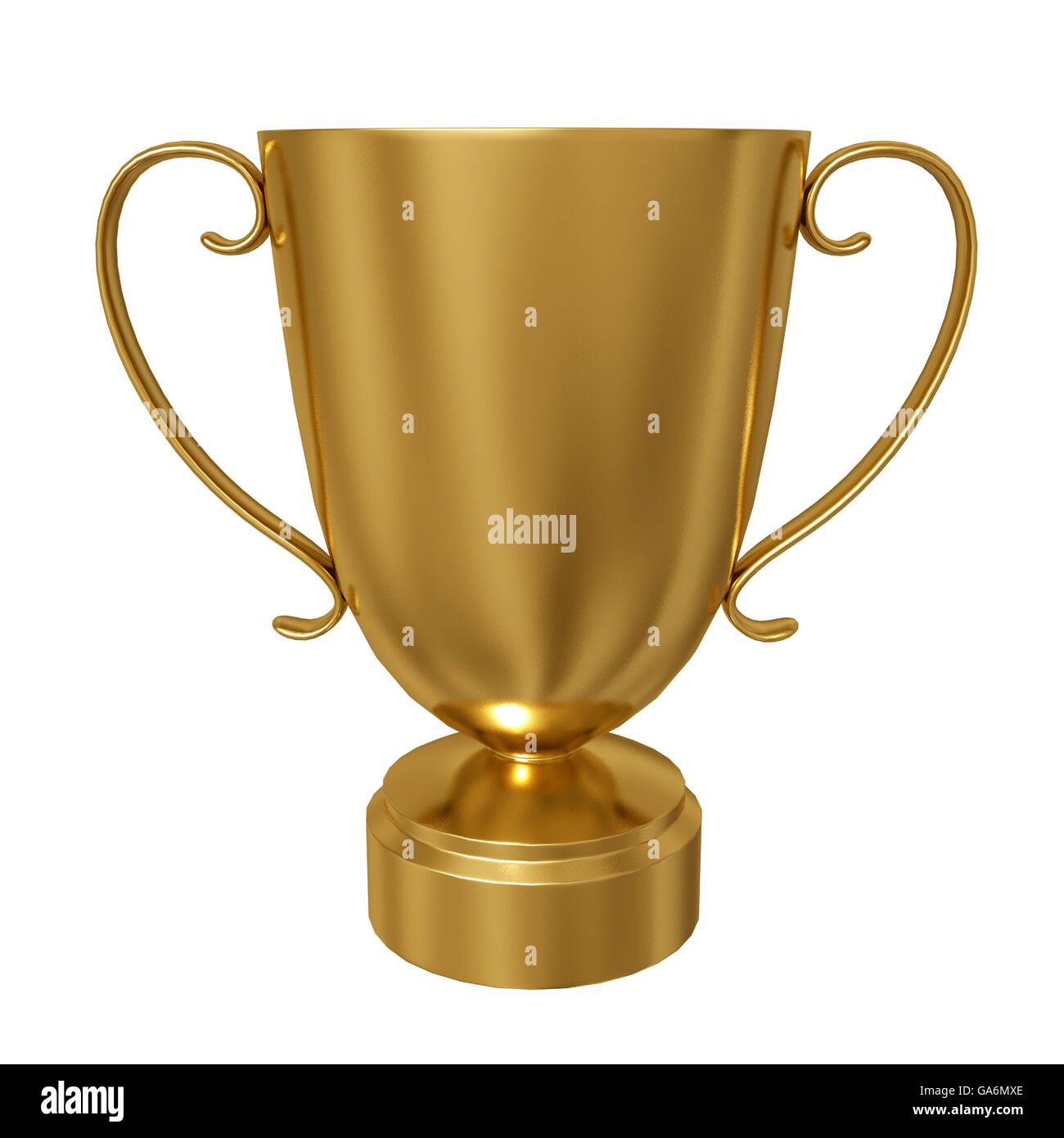 Gold-Trophäe Pokal vor einem weißen Hintergrund isoliert Stockfoto