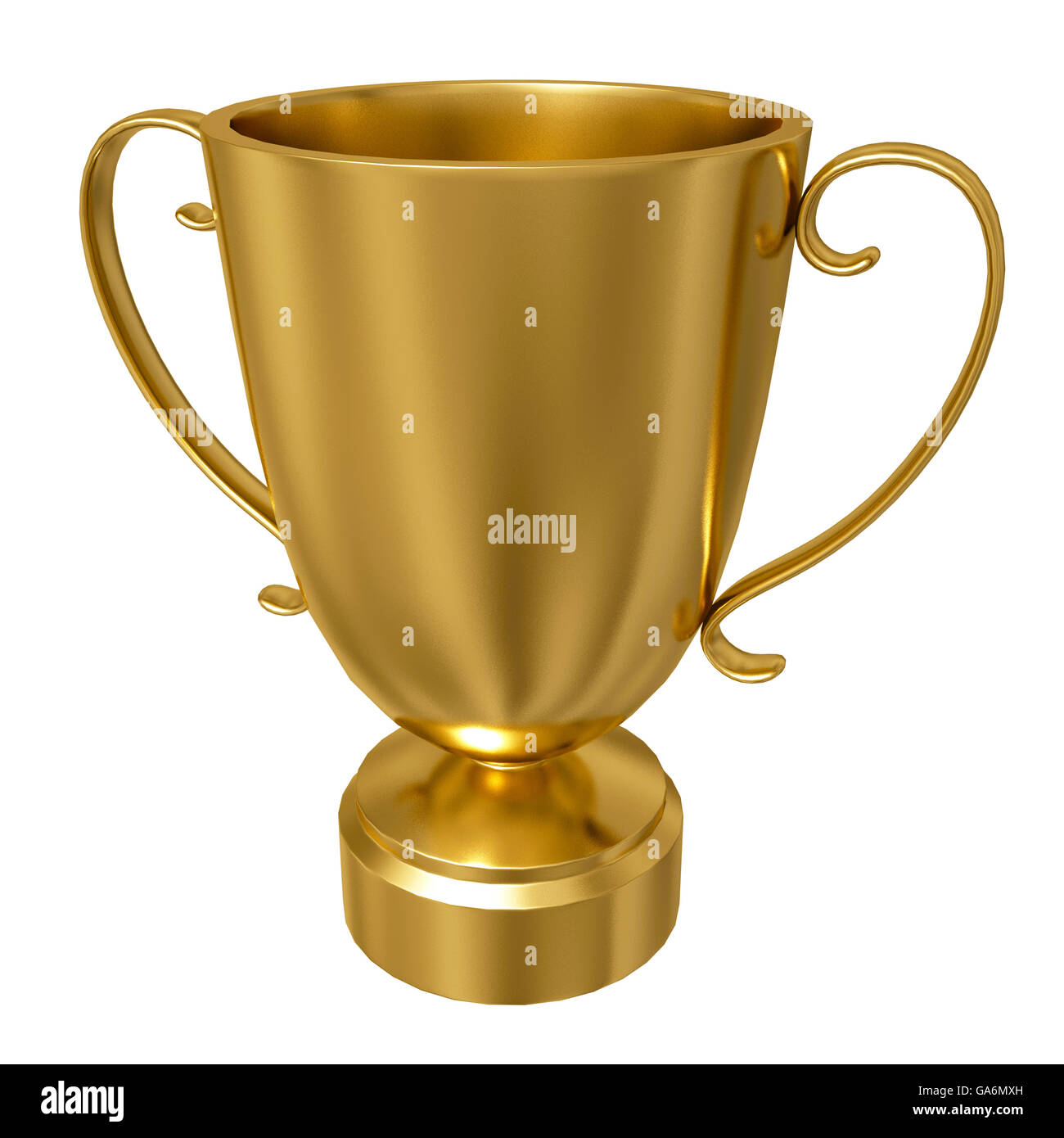 Gold-Trophäe Pokal vor einem weißen Hintergrund isoliert Stockfoto