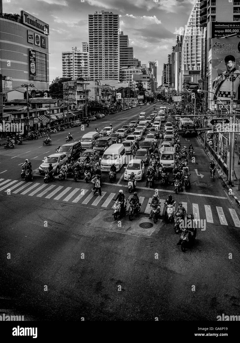 Soi Asoke Verkehr Sukhumvit Bangkok Thailand Stockfoto