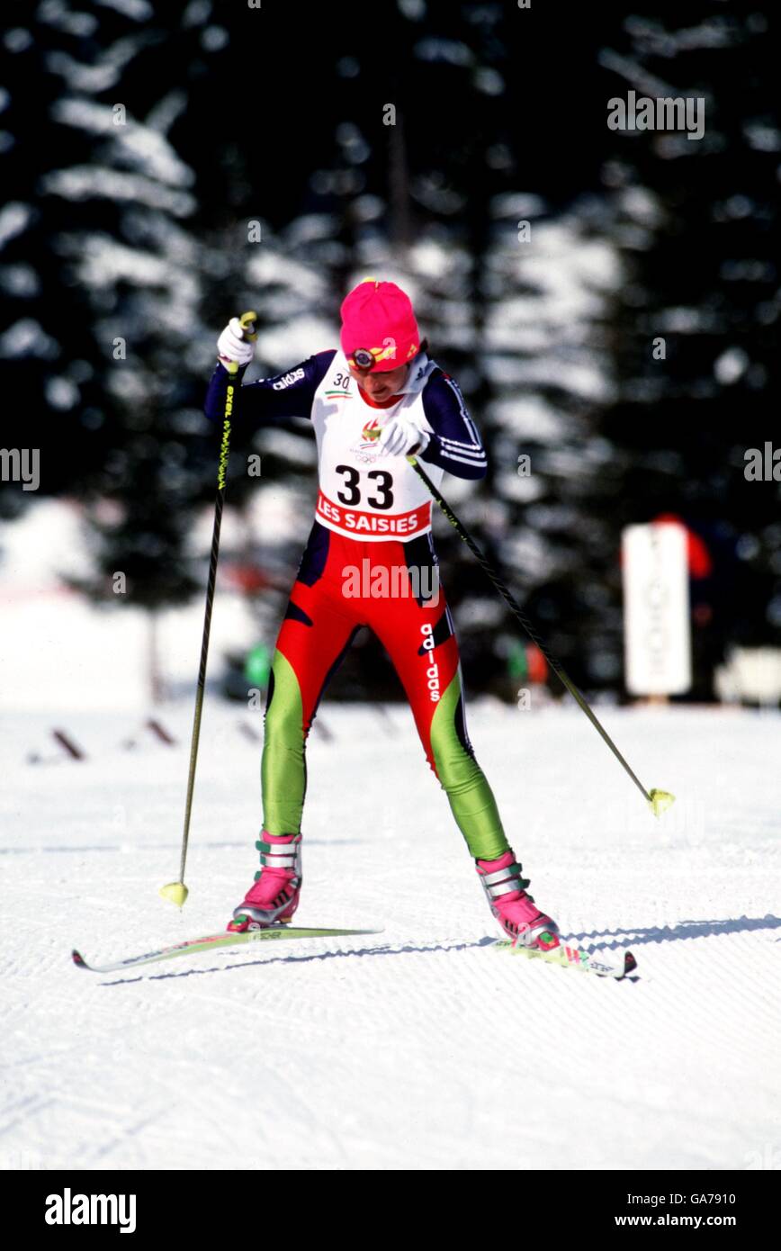 Cross Country - Olympische Winterspiele Albertville. Elena Valbe, Unified Team Stockfoto