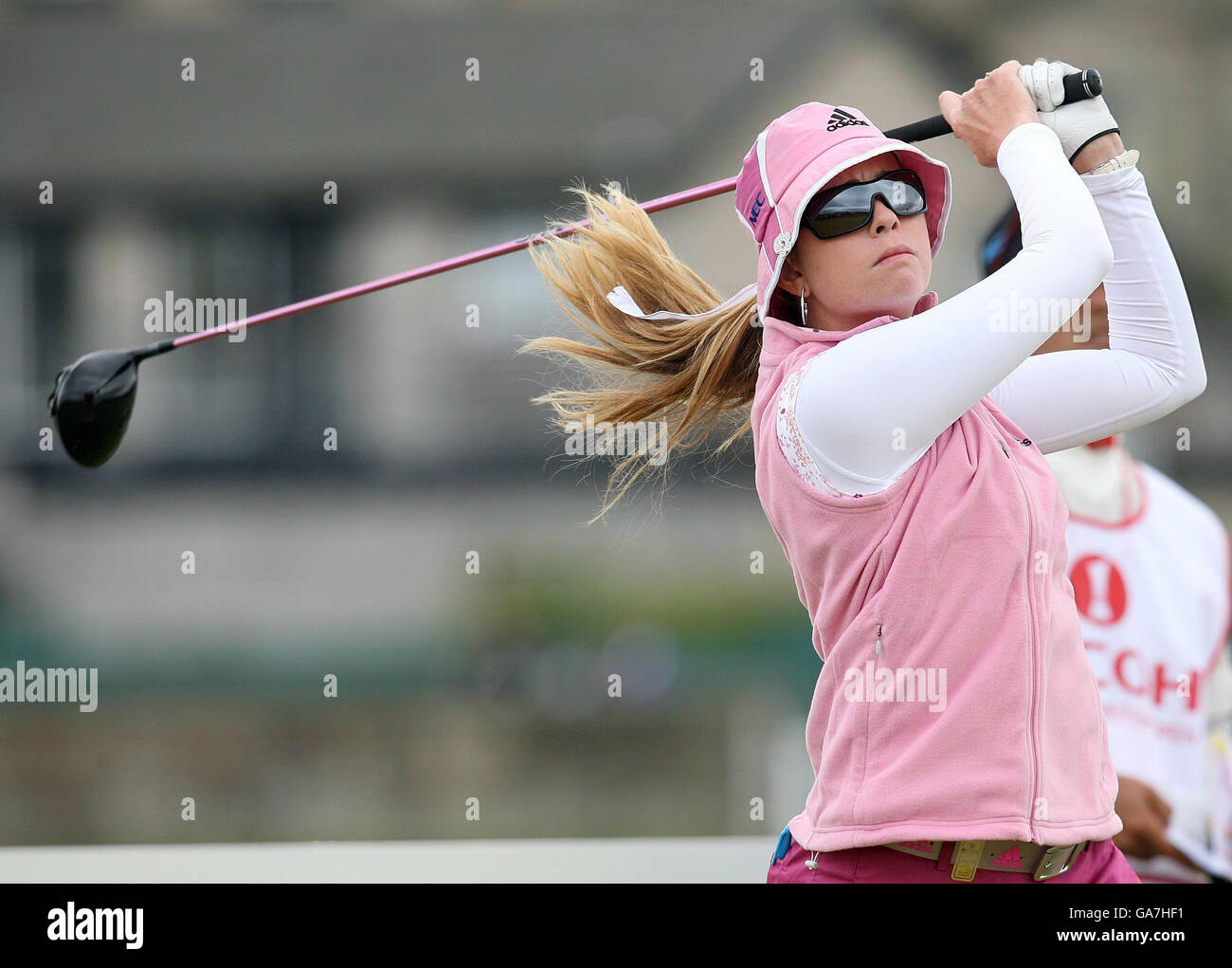 USA Paula Creamer T-off am 2. Während der Ricoh Women's British Open am Old Course, St Andrews, Schottland. Stockfoto