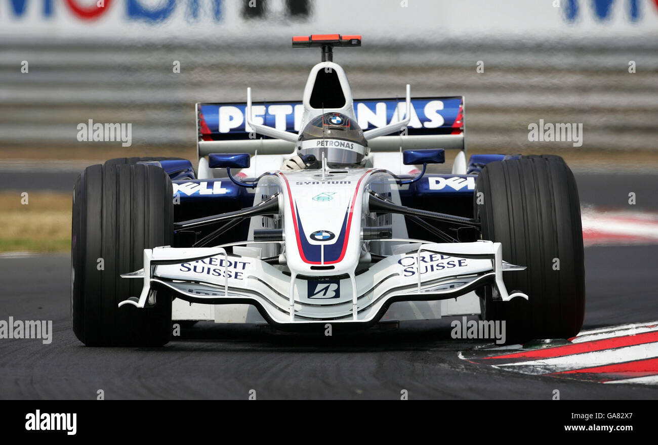 Nick Heidfeld auf dem Weg zum dritten Platz beim Großen Preis von Ungarn auf dem Hungaroring-Kurs in der Nähe von Budapest, Ungarn. Stockfoto