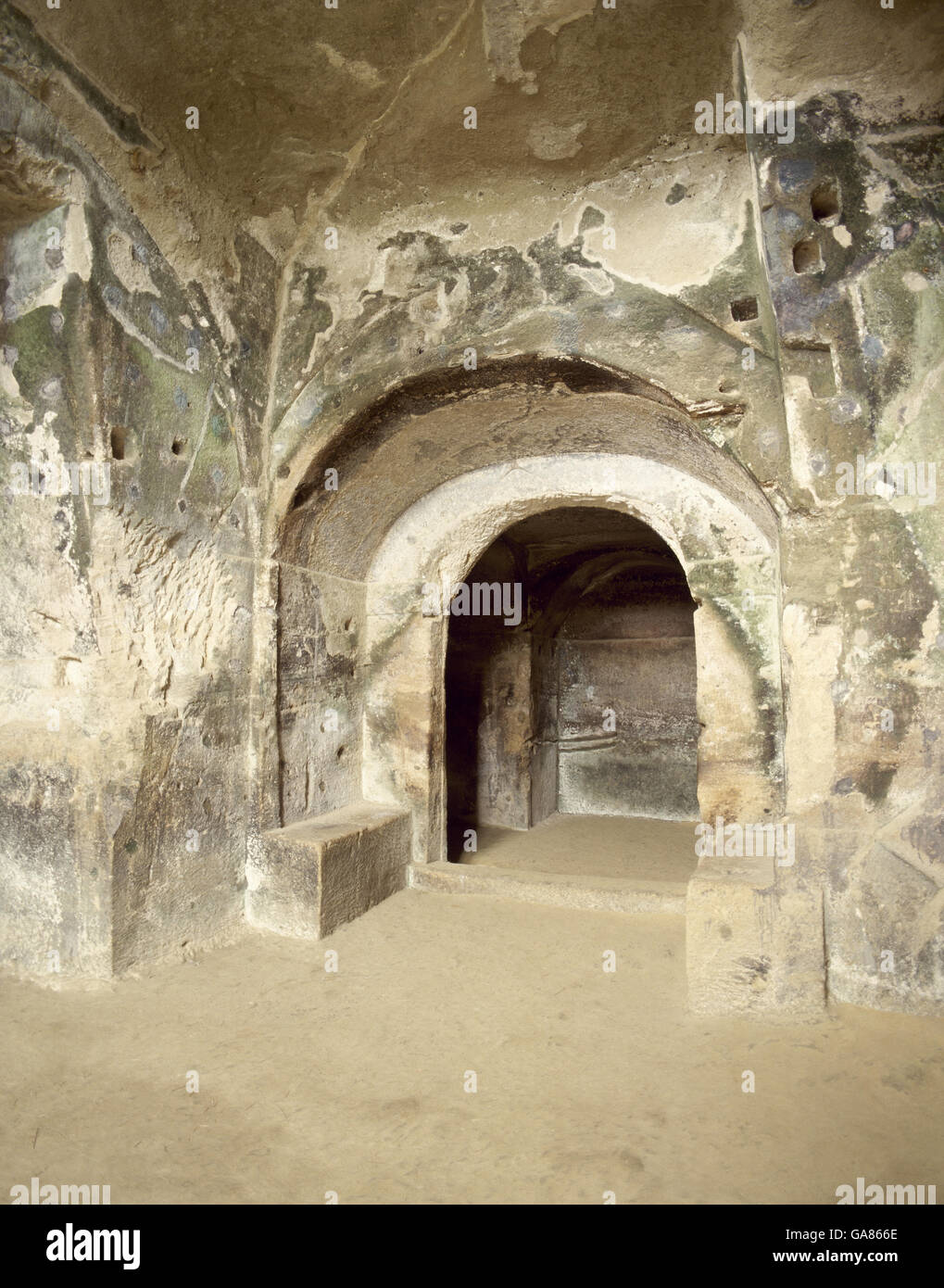 Italien. Cumae. Ruinen der griechischen Seite von Oracle Cumae. (Cuamean Sibylle). Antiken Magna Graecia. Stockfoto