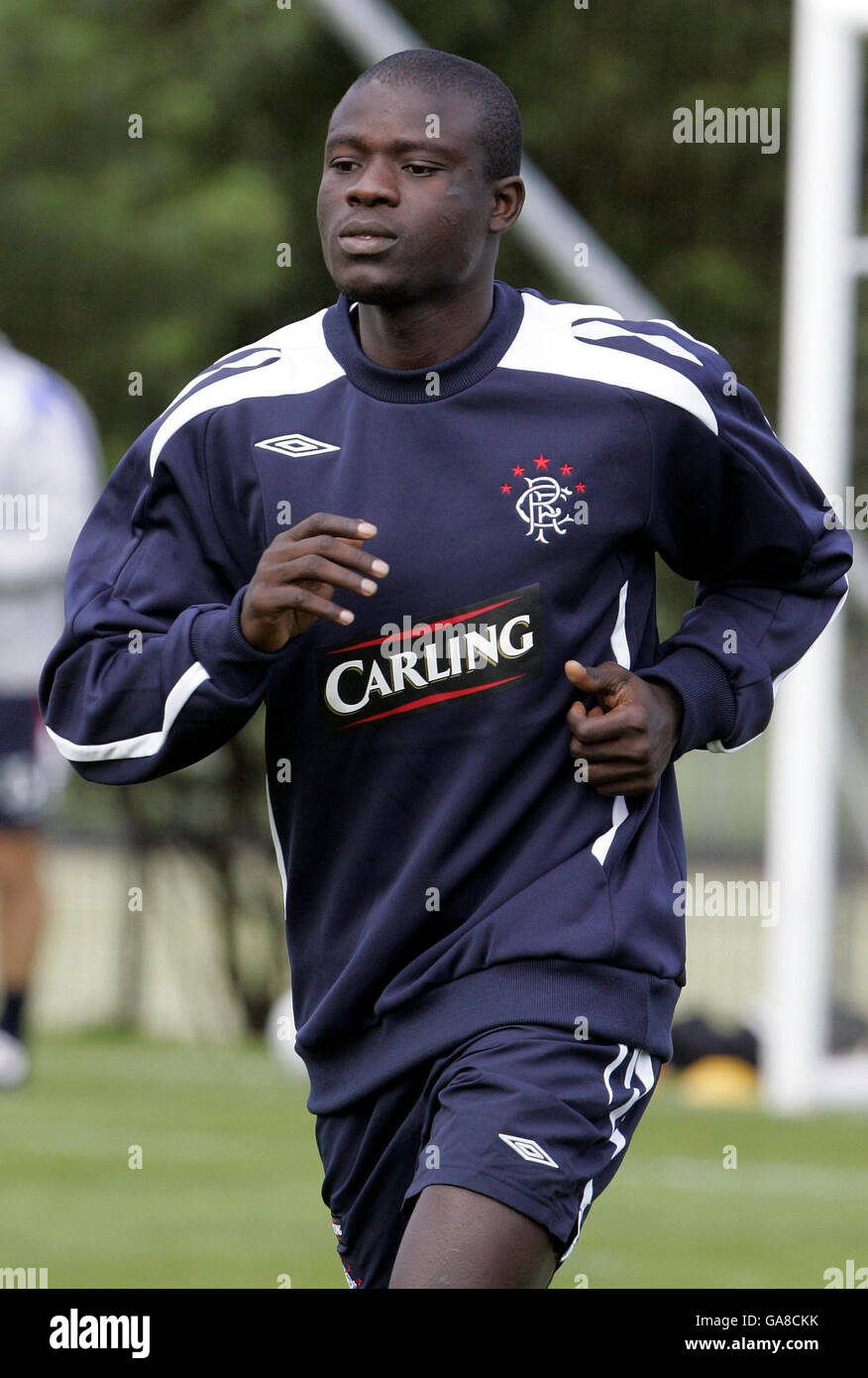 Fußball - Rangers Training Session und Photo Call - Murray Park. Neue Rangers unterzeichnen Amdy Fye während einer Trainingseinheit im Murray Park, Glasgow. Stockfoto