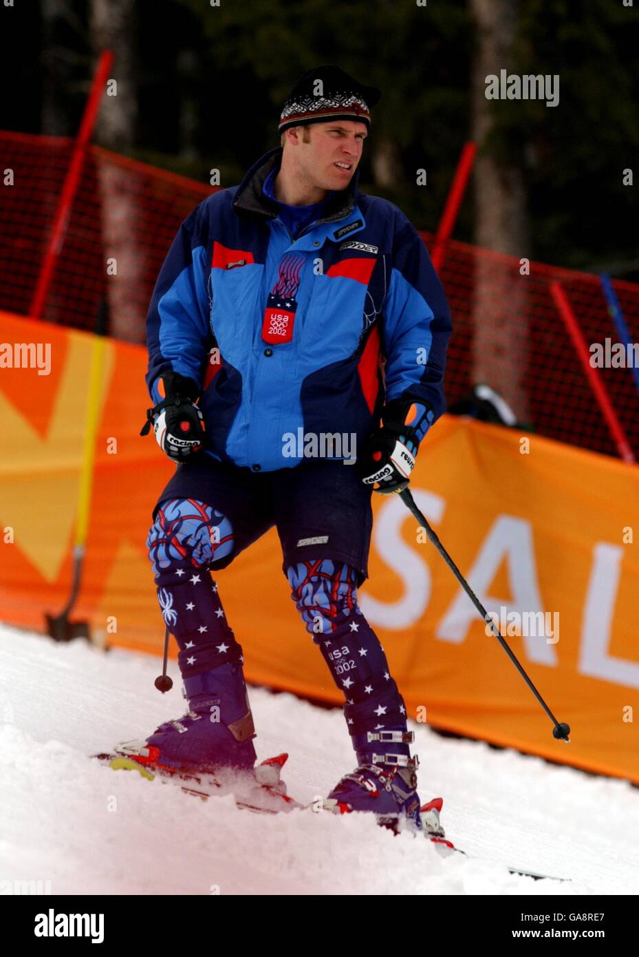 Olympische Winterspiele - Salt Lake City 2002 - Ski Alpin - Slalom der Männer. Der US-Amerikaner Bode Miller überprüft den Kurs vor seinem zweiten Lauf Stockfoto