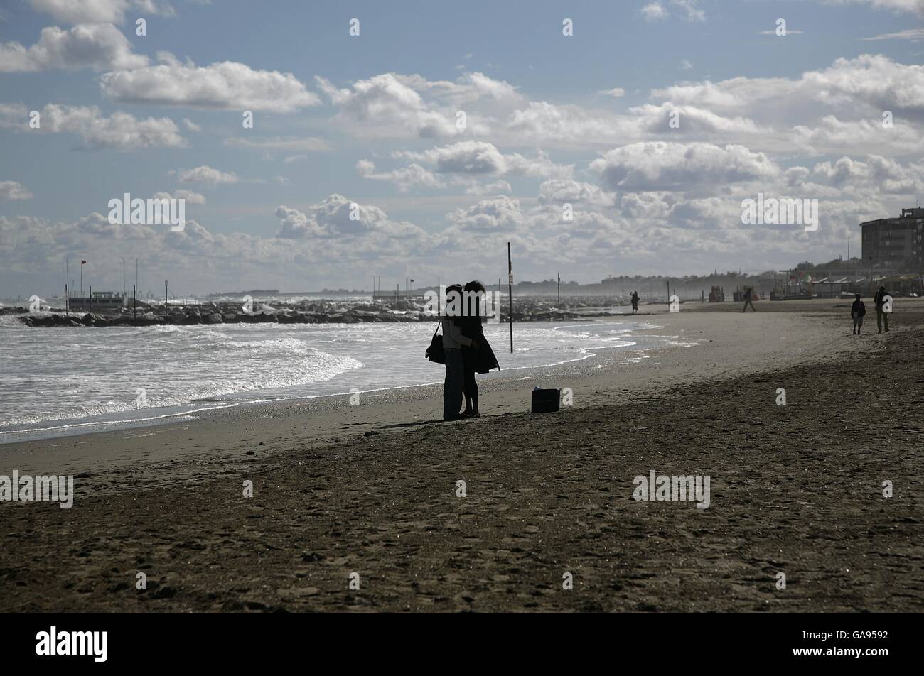 Filmfestival Von Venedig. Gesamtansicht des Lido-Strandes von Venedig Stockfoto