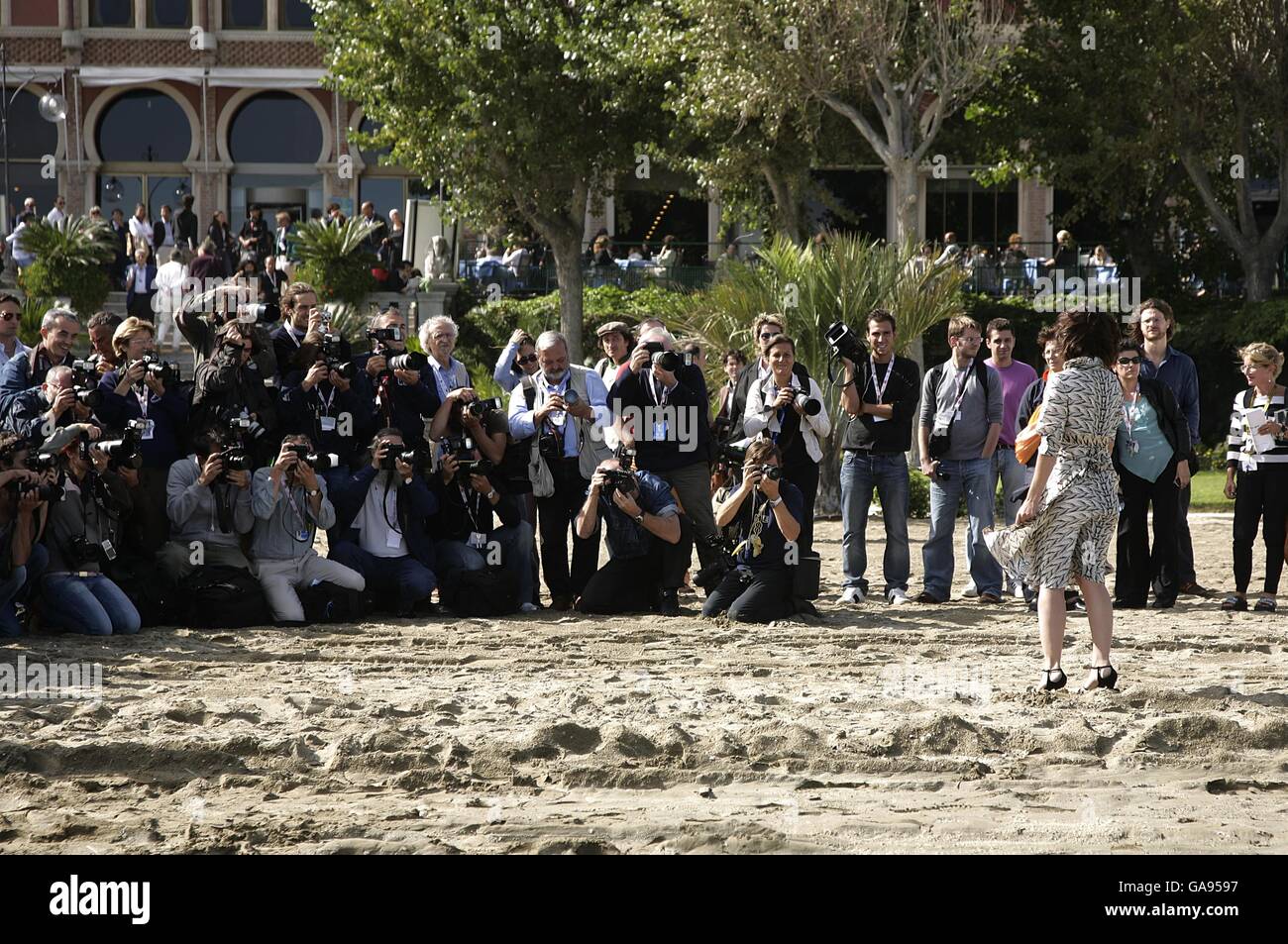 Filmfestival Von Venedig. Gesamtansicht des Lido-Strandes von Venedig Stockfoto