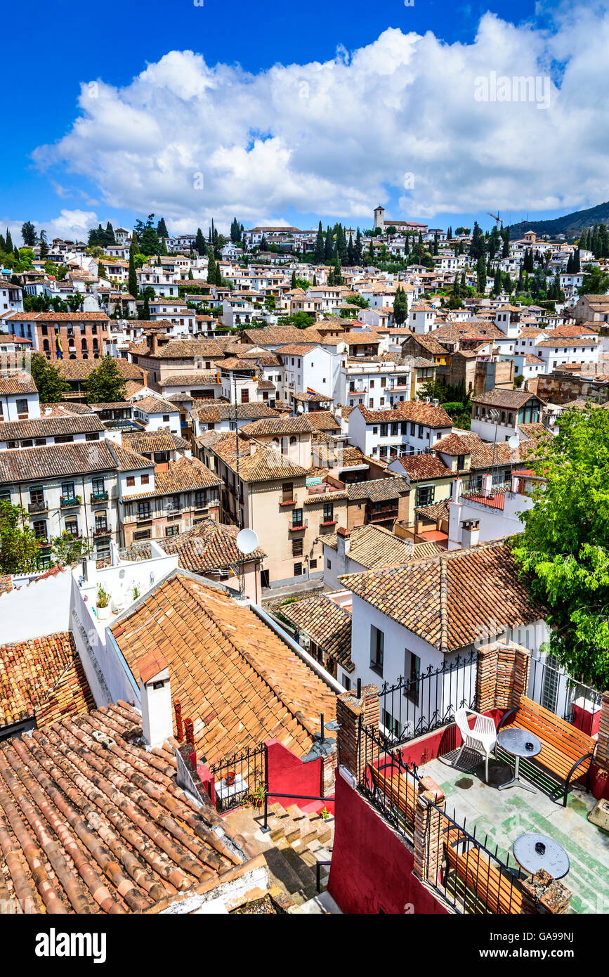 Granada, Spanien - maurische mittelalterlichen Viertel Albaicin, traditionelle arabische Architektur Andalusiens Stockfoto