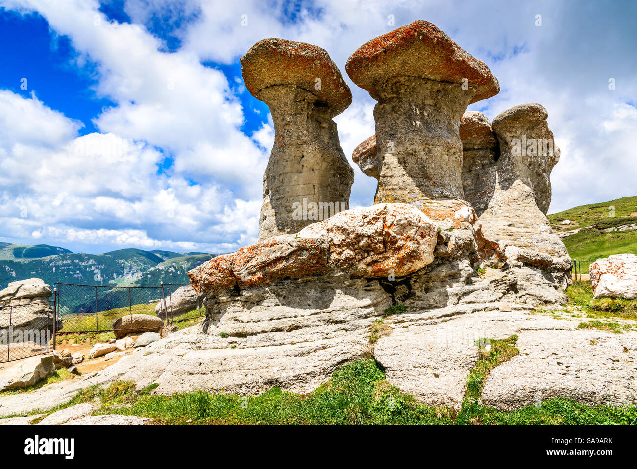 Bucegi, Karpaten, Rumänien. Babele - geomorphologische Erosion felsigen Strukturen. Stockfoto