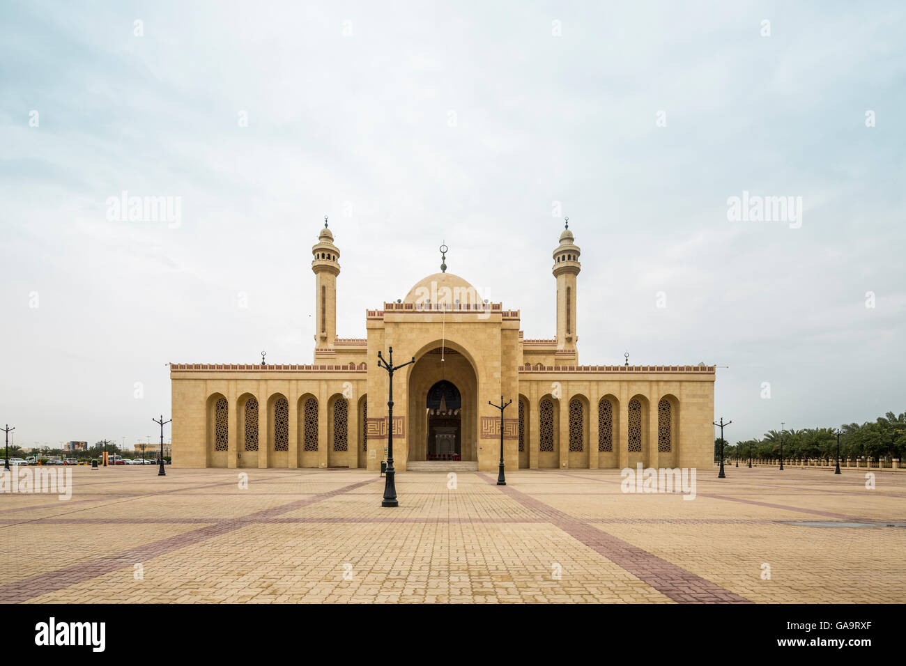 Außenfassade, Al Fateh Moschee, Manama, Bahrain Stockfoto