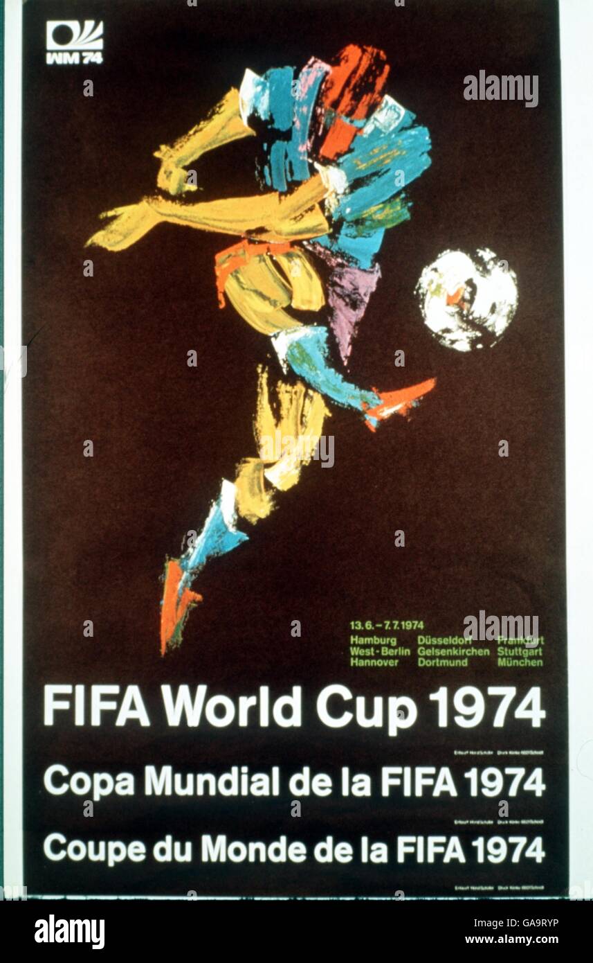 PR-FUSSBALL. WM-OFFIZIELLES POSTER 1974 Stockfoto