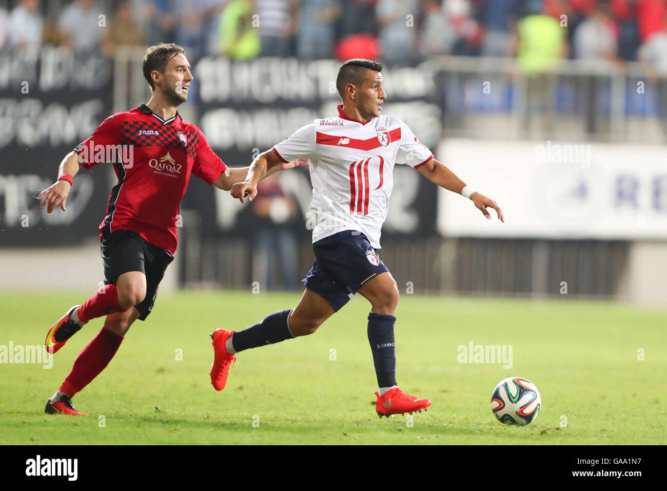 Gabala-City-Stadion. 4. August 2016. Gebele, Aserbaidschan. Europa League Fußball. Gabala gegen Lille. Rony Lopes (Lille) © Aktion Plus Sport/Alamy Live-Nachrichten Stockfoto