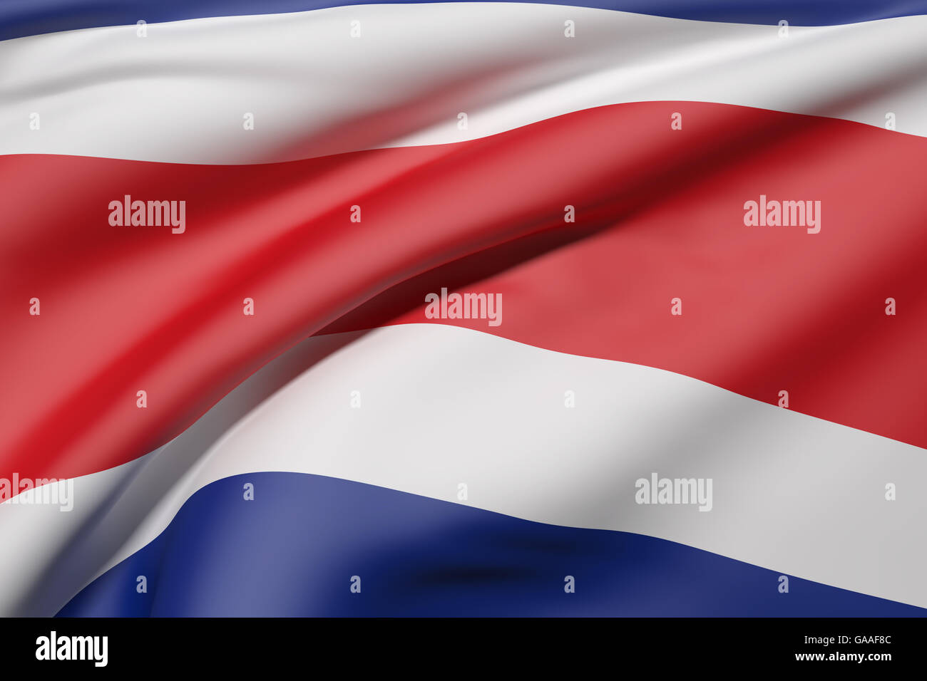 3D Rendering der Republik Costa Rica Flagge winken Stockfoto