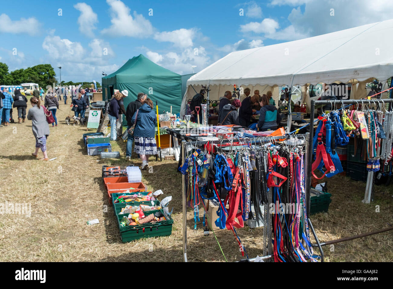 Handel steht im Padstow Country fair in Cornwall. Stockfoto