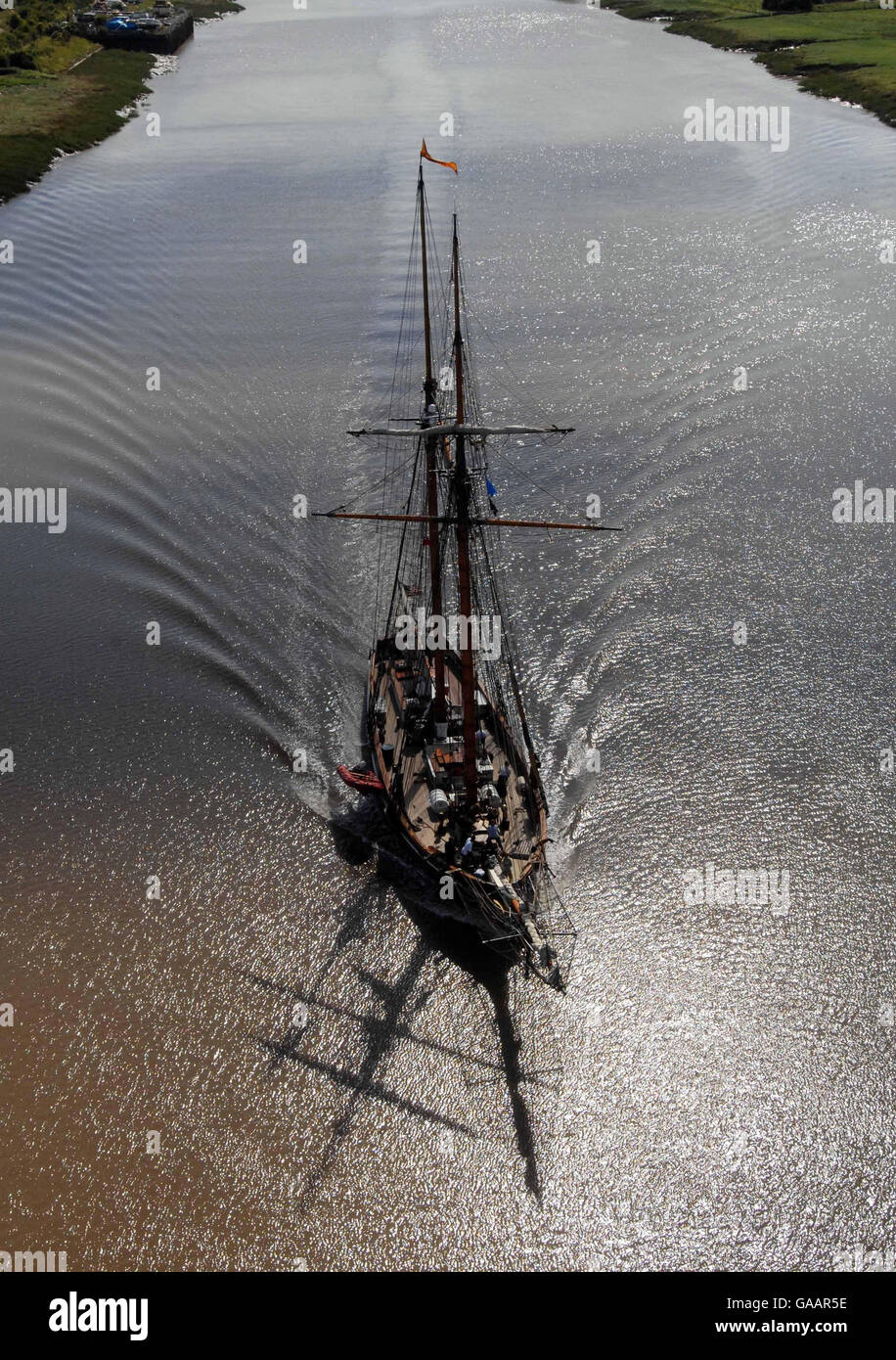 Replikat Schiff Amistad auf epische Reise Stockfoto