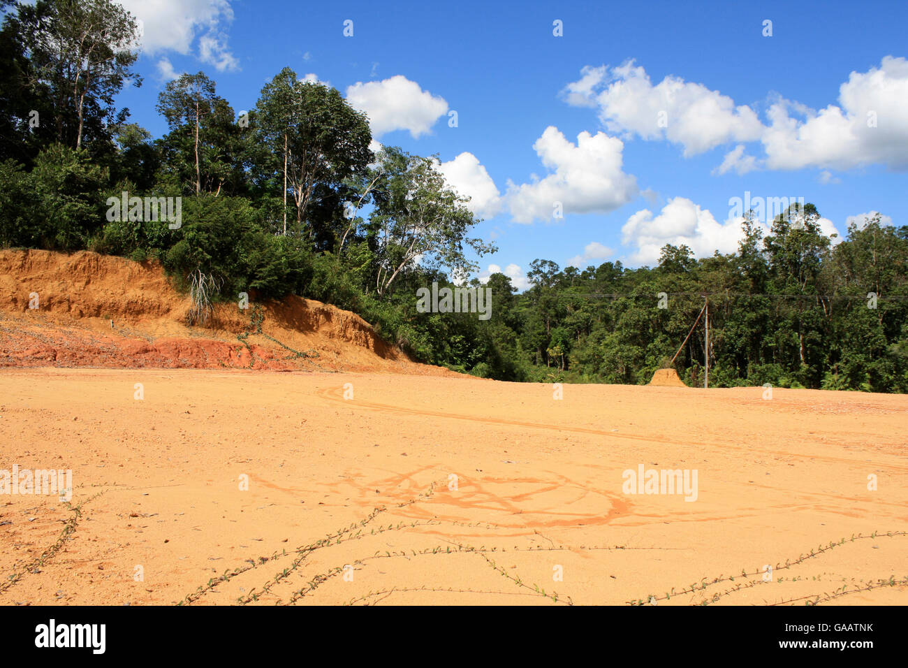 Verlust von Mutterboden in abgeholzten Land, Zentral-Kalimantan, indonesische Borneo. Juni 2010. Stockfoto