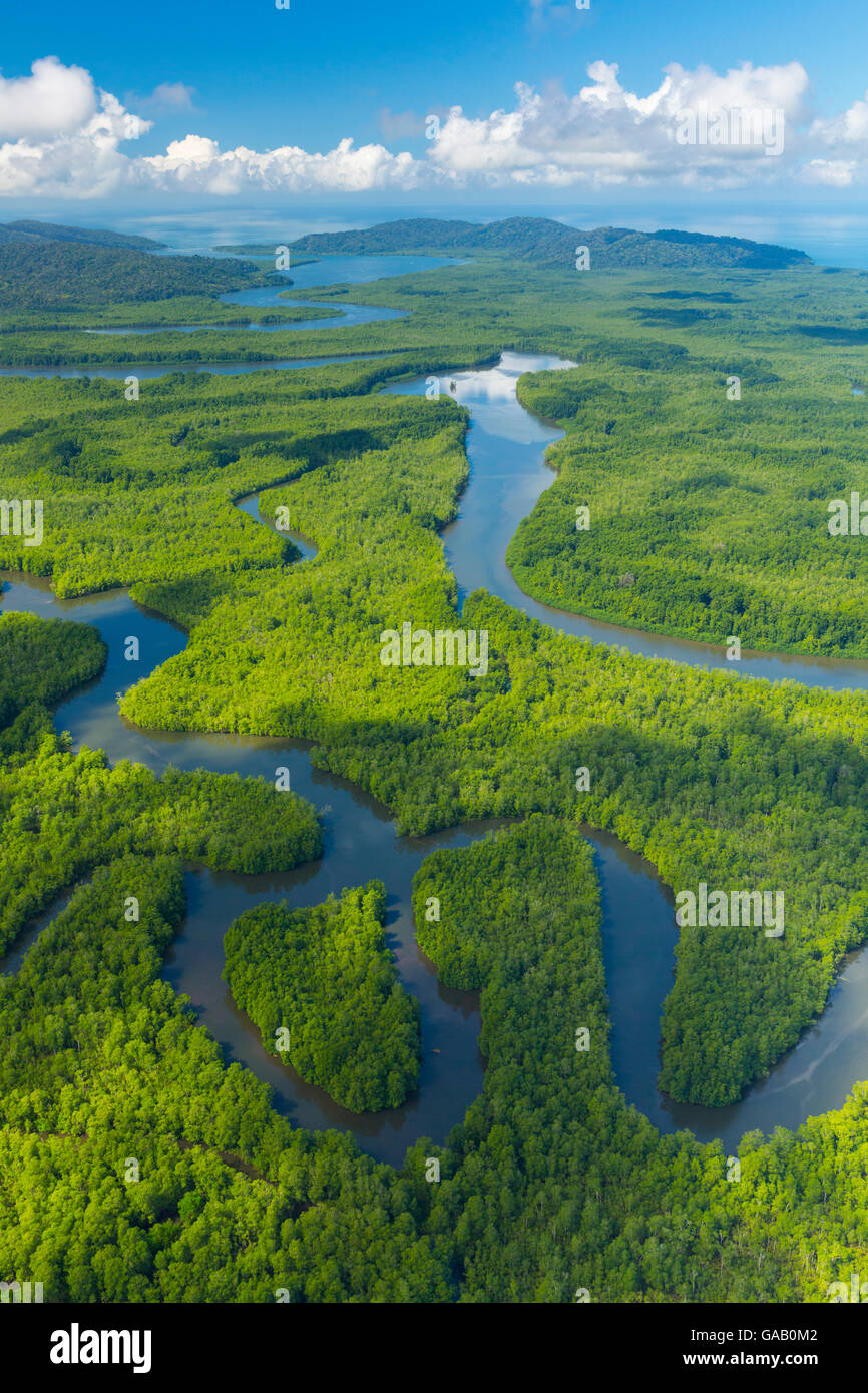 Luftaufnahme des Delta Sierpe River Terraba, Corcovado Nationalpark, Osa Halbinsel, Provinz Puntarenas, Costa Rica. Dezember 201 Stockfoto