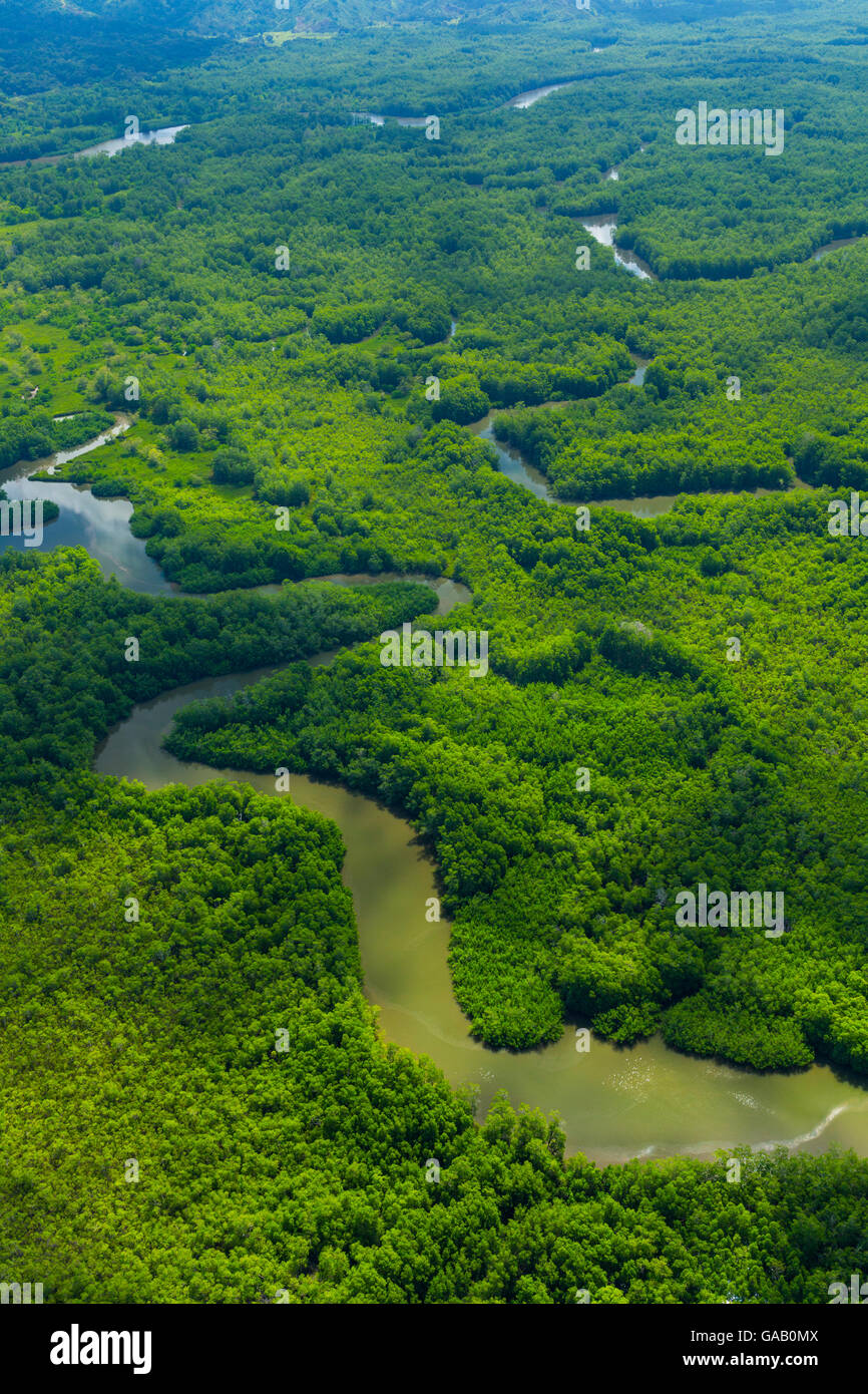 Luftaufnahme des Delta Sierpe River Terraba, Corcovado Nationalpark, Osa Halbinsel, Provinz Puntarenas, Costa Rica. Dezember 201 Stockfoto
