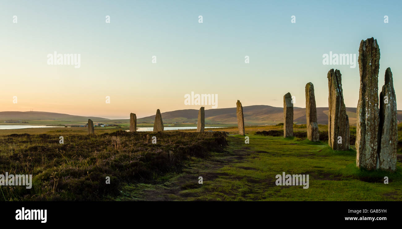 Sonnenaufgang auf dem RIng of Brodgar Stockfoto