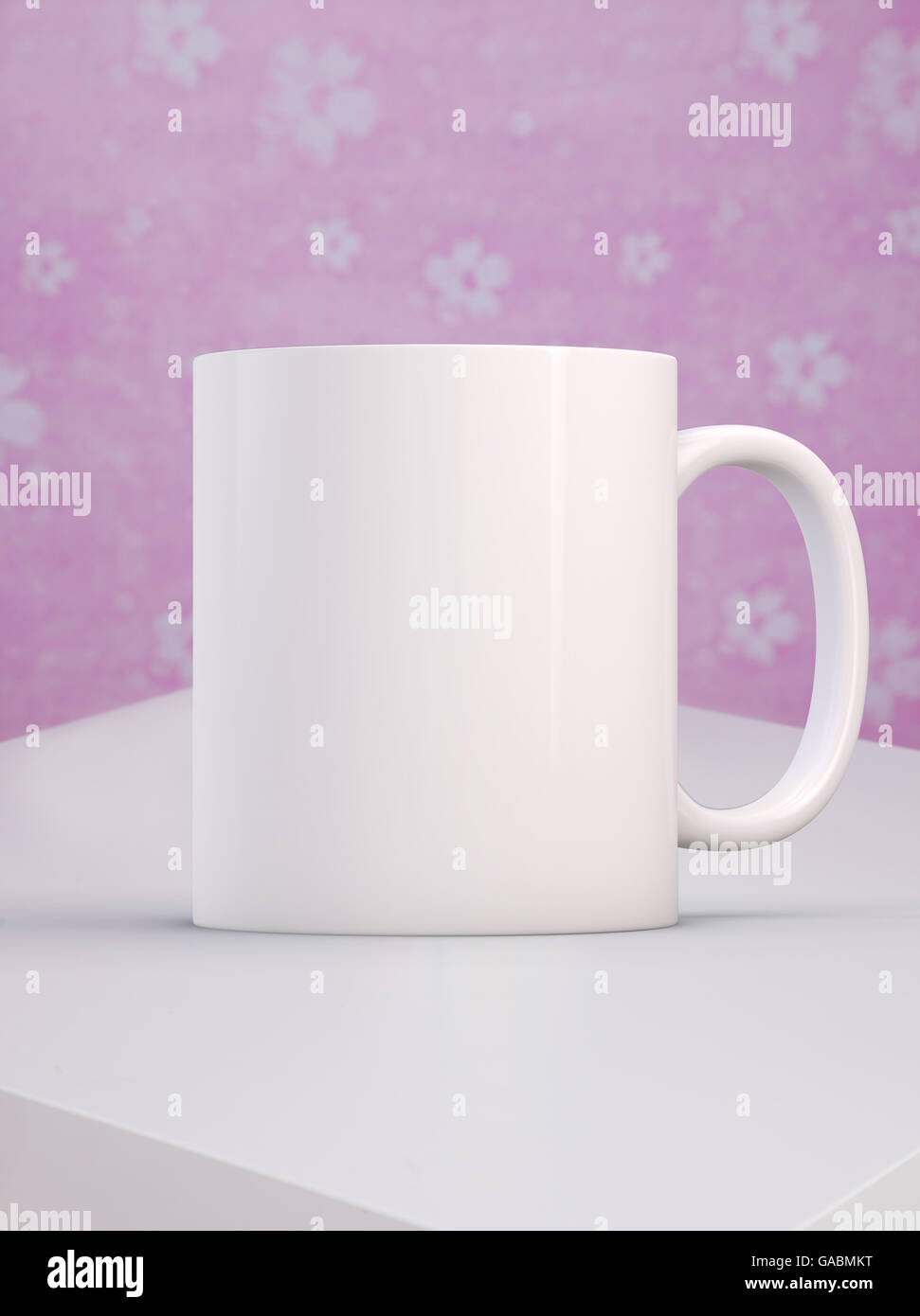 Mock-up gestylt Lager Produktbild, weiße Tasse, die Sie für Ihr individuelle Design/Angebot hinzufügen können. Stockfoto