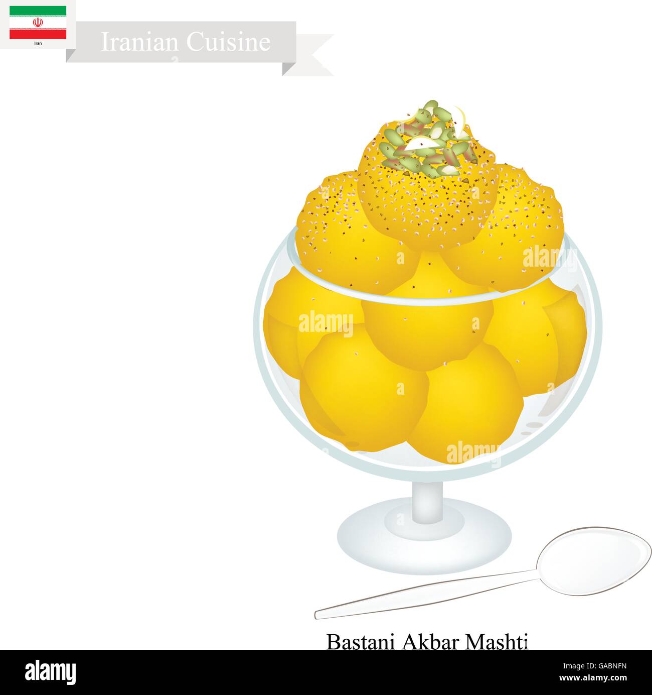 Persische Küche, Bastani Akbar Mashti oder traditionelle persische Eis  hergestellt aus Milch, Eiern, Zucker, Rosenwasser und Safran. Eine  Stock-Vektorgrafik - Alamy