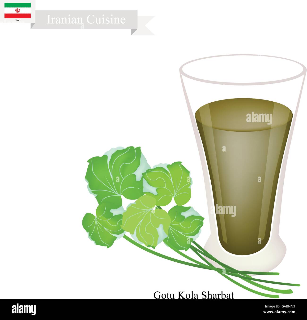 Persische Küche, Gotu Kola Sharbat oder traditionelle Getränk von Gotu Kola-Blätter und aromatischen Sirup hergestellt. Eines der beliebtesten D Stock Vektor