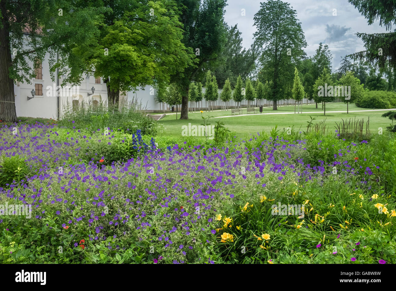 Angelegten Garten auf dem Gelände des Godollo Palast, Komitat Pest, Budapest, Ungarn Stockfoto