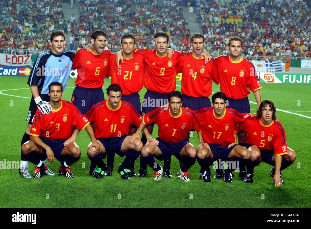 Fußball – FIFA Fußball-Weltmeisterschaft 2002 – zweite Runde – Spanien – Republik Irland. Spanische Teamgruppe Stockfoto