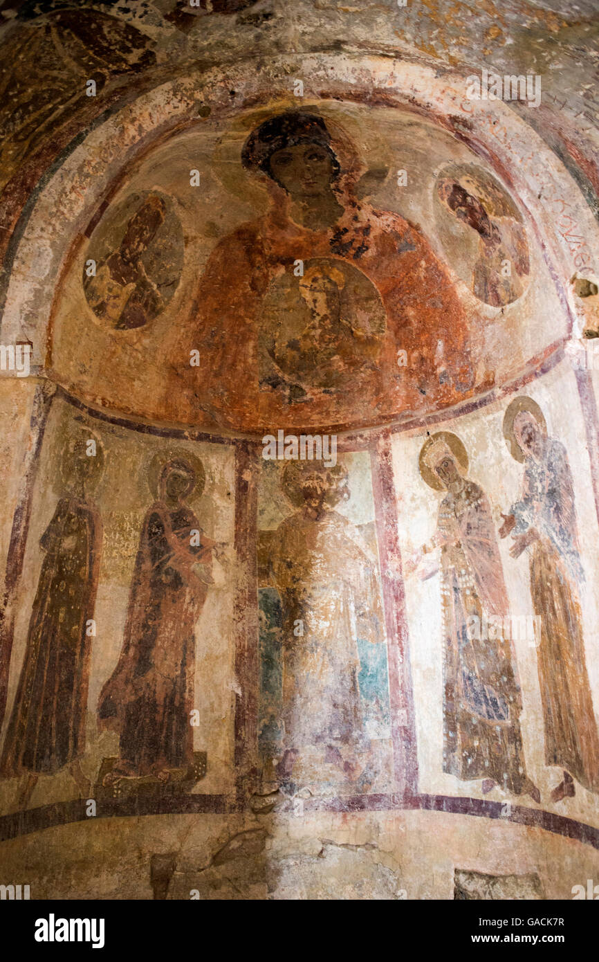 Icon(Mosaic) auf der alten Kirchenmauer, Naksos Insel, Kykladen, Griechenland Stockfoto