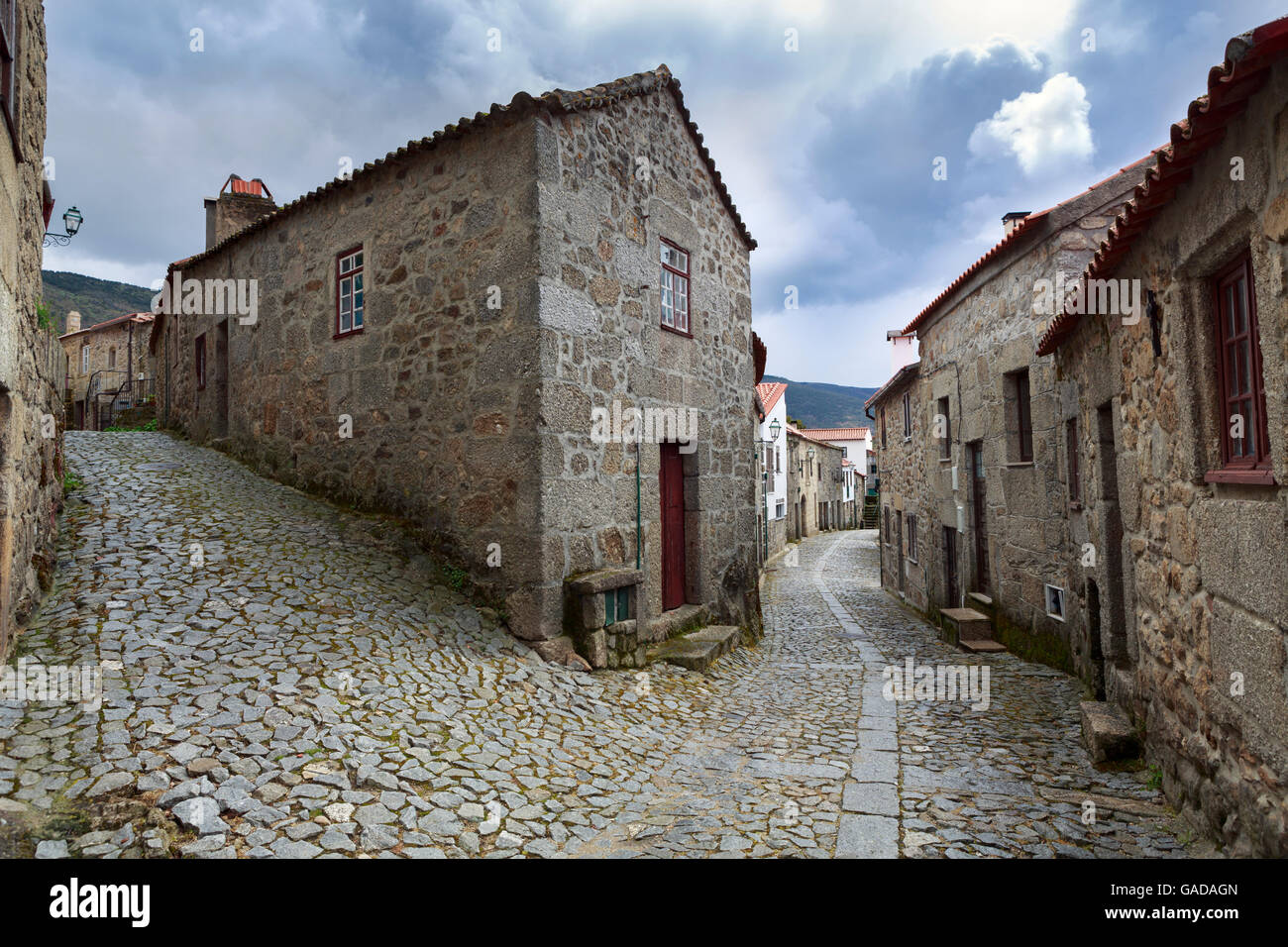 Die alte mittelalterliche Straßen von Linhares, Serra da Estrela, Portugal Stockfoto