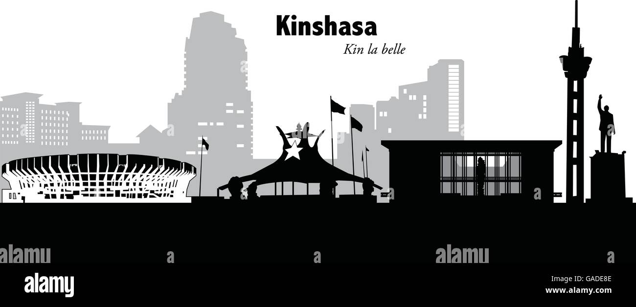 Vektor-Illustration auf die Skyline von Kinshasa, Kongo Stock Vektor