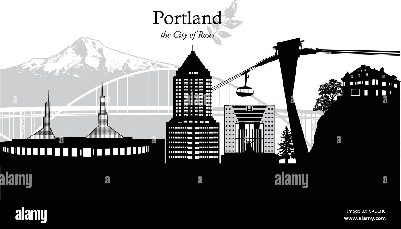 Vektor-Illustration auf die Skyline von Portland, Oregon, USA Stock Vektor