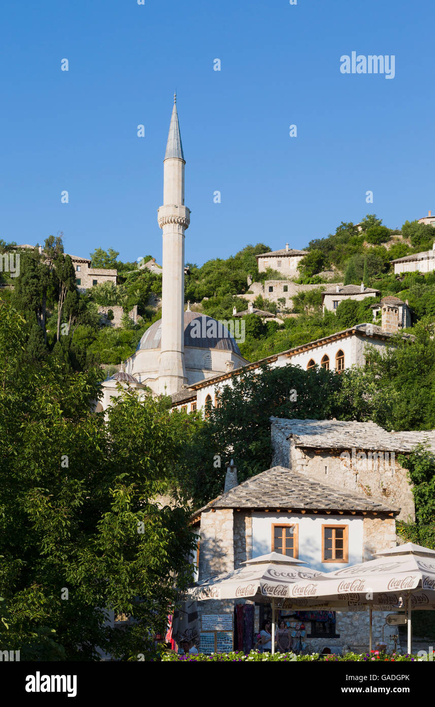 Pocitelj, Herzegowina-Neretva, Bosnien und Herzegowina. Der Sisman Ibrahim-Pasa Moschee. Stockfoto