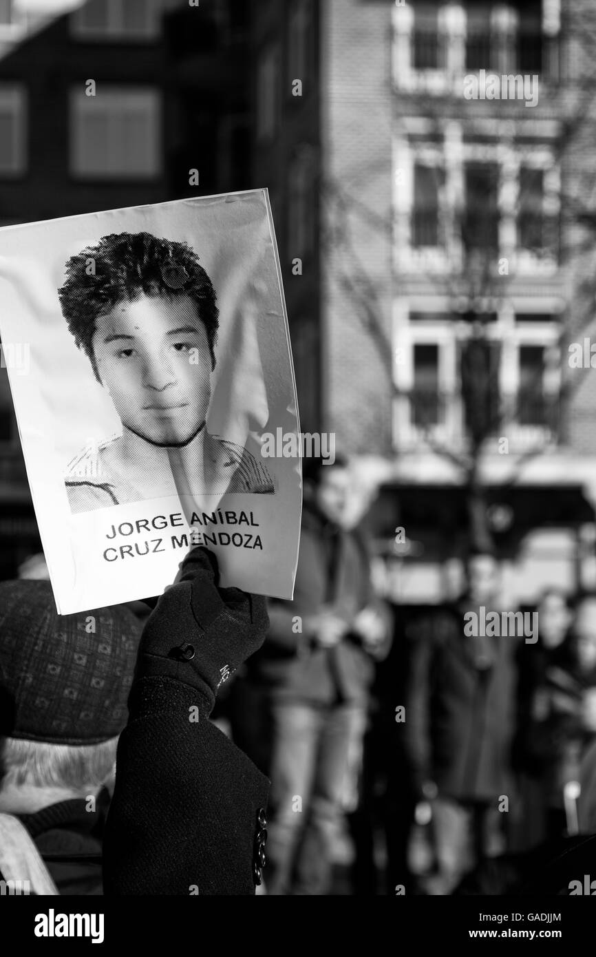 Ausdruck der Solidarität mit der 46 vermissten Studenten in Ayotzinapa, Mexiko. Stockfoto