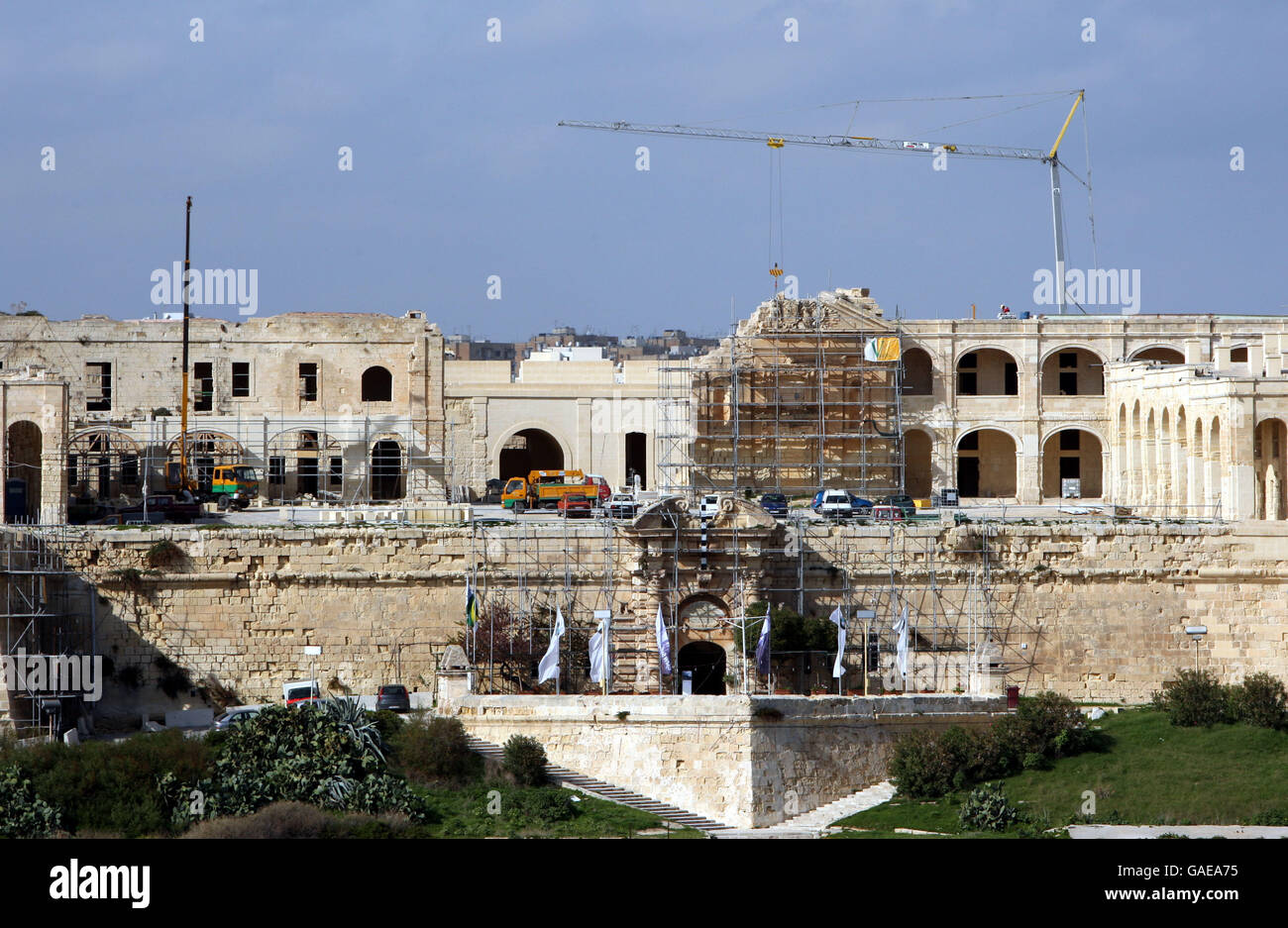 Allgemeine Aufnahme des Zweiten Weltkriegs Krankenhaus in der Nähe von Valletta, die Hauptstadt von Malta ist. Stockfoto