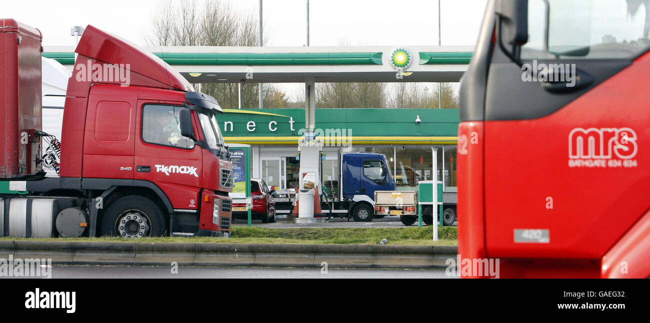 Trucker treffen über Kraftstoffpreise Stockfoto